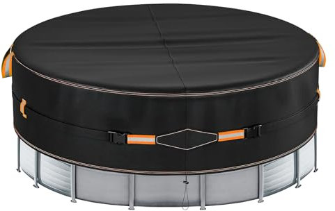 Neuradical 15FT Couverture De Piscine Ronde Neradical, avec Bandes RéFléChissantes, ImperméAble, Coupe-Vent Et Anti-PoussièRe - φ457 X 45cm