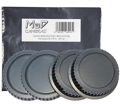 MaD Camera - 2x SET Body Caps + Rear Lens Caps - Dust Protection for Canon EF-S - Compatible with Canon