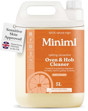 Miniml Oven & Hob Cleaner, 5L Refill - Clementine Citrus Scent, Powerful Grease & Grime Remover, Solvent-Free, Cruelty-Free, Vegan, Natural & Plant-Based, Quick Dry Cleaning Formula Bulk Buy