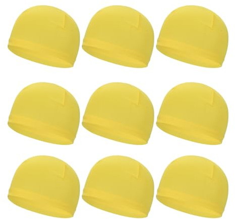 PATIKIL Helmet Liner Skull Cap for Men, 9 Pack Sweat Wicking Hats Stretchy Under Helmets Caps for Running Bicycle Motorcycle Cycling, Yellow