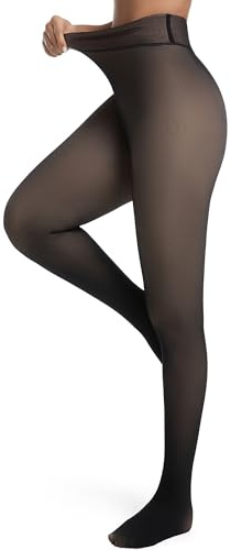 HOWIN Fleece Lined Tights for Women, Black Thermal Tights,Thick Leggings that Look Sheer, Warm Pantyhose for Winter