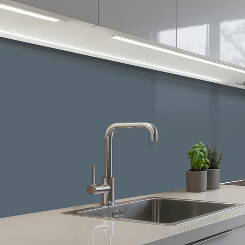 KitchenYeah© Paraschizzi Cucina Adesivo 60x250 cm Pannello Parete Paraspruzzi Rivestimento Colori - Blu - Interno