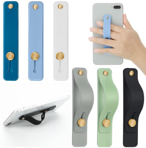 JYNXOR 6 pezzi Portacellulare da dito, Supporto per presa del telefono Impugnatura per cellulare da dito Cinturino da dito per telefono in silicone Portacellulare telescopico per tutti gli smartphone