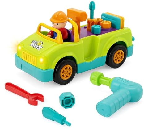 Hola - Banco de Herramientas Infantil de Juguete - Luces y Sonidos de Trabajo Realistas - Camión Taller con Taladro eléctrico y Accesorios - Mesa de Actividades de Imitación - Regalo Bebe +1 año