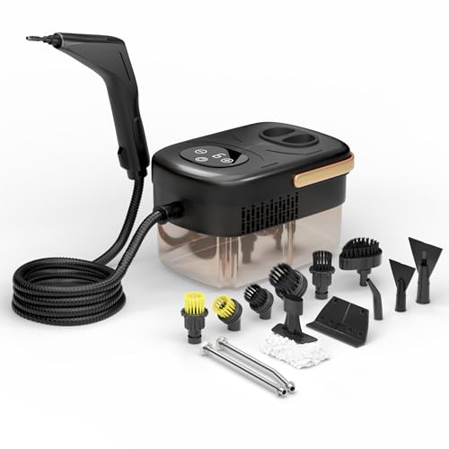 Taslo Handheld Steam Cleaner - Portable Hand Held with 12 pcs Accessories - 6 Different Levels - Steamer Cleaning for Floor, Bathroom, Kitchen, Window, Car, Carpet - Fast Heat Up (Handheld Steamer)