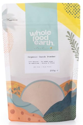Wholefood Earth - Organic Carob Powder 250g - Grade A - Vegan - No Added Sugar - GMO Free