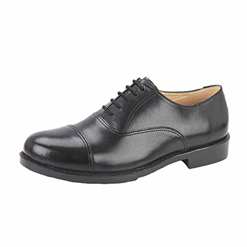Grafters Mens Leather Oxford Shoe Black - Size 10 UK - PU Lined, Rubber Sole
