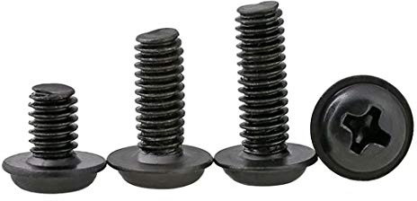 Dreneco Flänsade självgängande skruvar pannhuvud svarta galvaniserade bultar M4 x 8 mm, 100 st