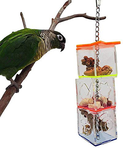 Kit de bloque de ensamblaje de alimentación de aves, bola de alimentación de loro Alimentador de alimentos para mascotas Juguetes para columpios de aves Alimentación duradera Tazón de alimentos Acceso