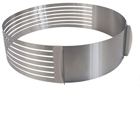 TopHomer Anello per affettare torte in argento, 16-20 cm, regolabile, a strati, in acciaio inox, rotondo, per biscotti, pane, mousse, strumento di cottura