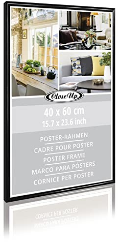 Close Up Marco para pósteres, 40 x 60 cm, plástico negro con parte posterior, disco de PVC (irrompible), ancho del perfil de 12 mm