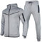 Männer Winter Einfarbiger Trainingsanzug 2-teilige Outfits Langarm-T-Shirts und Hosen Jogging-Sets Athletischer Sportanzug Trainingsanzüge Sportbekleidung Trainingsanzug Camouflage