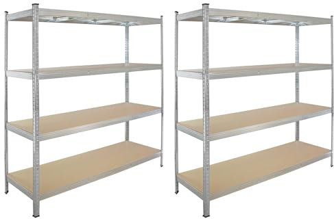 TRUTZHOLM 2X Schwerlastregal 180x160x60 cm Traglast 1000 kg Steckregal Lagerregal Kellerregal Werkstattregal verzinkter Stahl 4 Böden