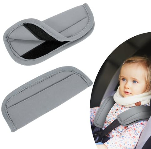 QIMEI-SHOP Baby Sicherheitsgurt Schulterpolster Gurtpolster für Kinderautositze Universal für Babyschale Kinderwagen Buggy & Autositz Grau