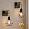 FORCOSO Wandleuchte Innen 2er, Vintage Wandlampe Holz und Metall, E27 Wandbeleuchtung Schwarz Braun Wand Lampe, Retro Industrial Wall Light Fixtures Indoor Wohnzimmer Schlafzimmer Flur Treppenhaus
