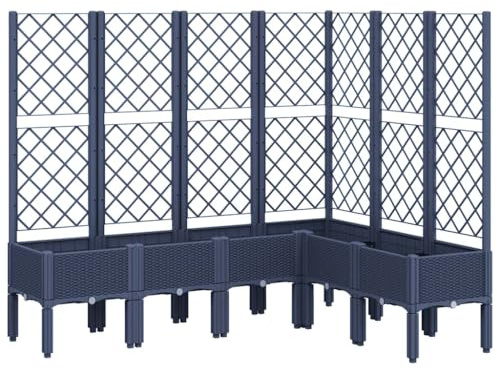 vidaXL Jardinera con Enrejado, Macetero de Plantas Flores, Maceta de Hierbas, Arriate para Jardín Patio Balcón Terraza, PP Azul Gris 160x120x142 cm