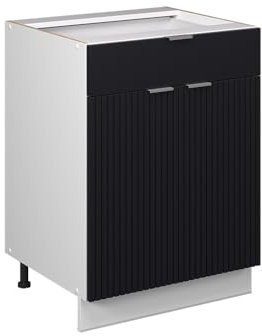 Vicco Schubunterschrank Fame-Line, Schwarz gestreift, 60 cm mit Schublade, ohne Arbeitsplatte