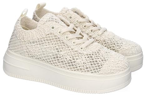 Zapatillas Casual para Mujer, Comdodas y Elegantes, Diseno de Encaje con Adornos Florales Bordados, Cierre de Cordoneras, Ideales para Primavera-Verano.