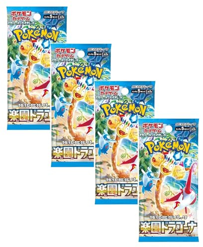 Pokemon TCG Paradise Dragona Booster Packs x4 | Tarjetas Pokémon japonesas | Paquetes de refuerzo Pokémon japoneses | Chispas surgentes escarlata y violeta | Titán autenticado