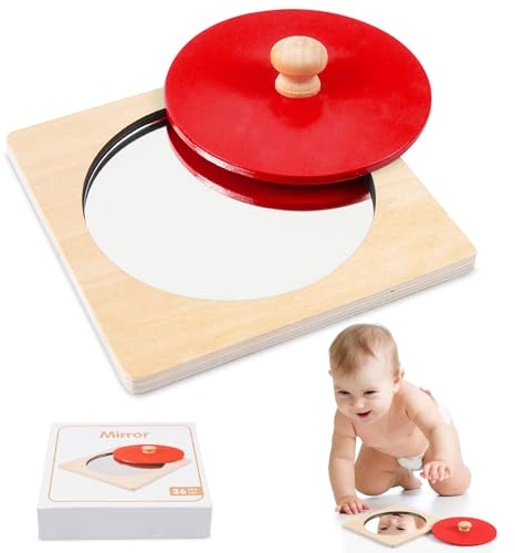 Miroir pour bébé Jouet pour 0-12 mois, miroir Montessori pour bébé, jouet sensoriel et éducatif pour nouveau-nés, jeux éducatifs interactifs cadeau pour les jeunes enfants