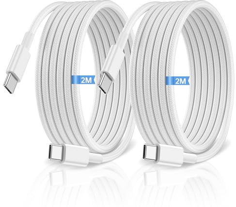 USB C to USB C Charger Cable, 2M 60W Type C Cable Lead Fast Charging, Phone Charger USB C iPhone Cable for Apple iPhone 17 16 15 Series MacBook iPad Pro/Air Samsung Galaxy S26/S25 Google Pixel 2Pack