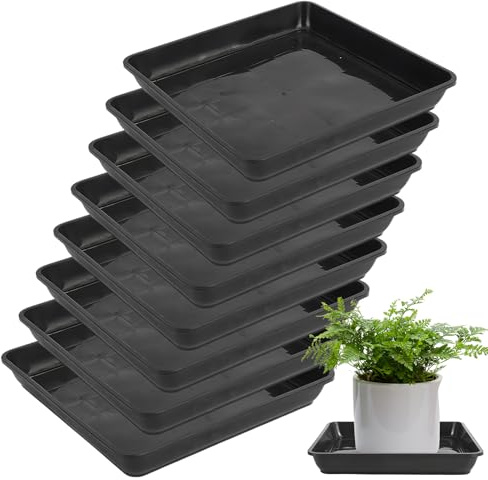 WIYETY Lot de 8 soucoupes carrées pour pots de fleurs - 30 x 30 cm - En plastique robuste - Pour pots de fleurs et jardinières