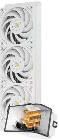 TR-Thermalright Wonder Vision 360 UB ARGB White Liquid CPU Cooler,6.67’’ 3D Curved Screen with 2400x1080 Resolution-Magnetic,360mm Radiator,for AM5,LGA1851/1700