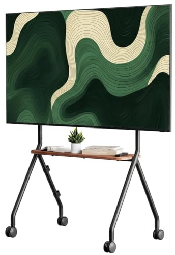 ECOTINY Mobile TV Stand on Wheels for 49–80 Inch TVs up to 50KG, BLACK | Easel TV Stand, Portable Rolling Stand for Business, Office, School and Home