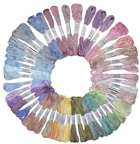 IBOPUXIU Fils Bracelet Brésilien Kit, 50 Couleurs, 8 m (6 Brins) Fil Broderie – Idéal pour le point de croix, la broderie, le tressage, les bracelets d'amitié et le nouage de bracelets