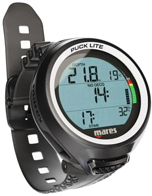 Mares Puck Lite Ordenador de Buceo Submarino | Ordenador de Buceo Submarino y Apnea de Estilo Reloj con Control de Un Botón - Blanco