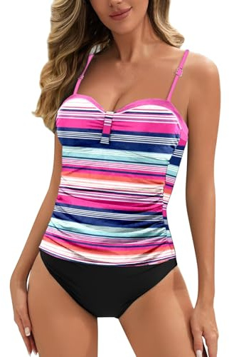 Generisch 2026 Swimsuit Women Underwire Tankini Top Bathing Suit Push Up Swimsuit Top Without Bottom, pink, XXL