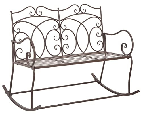 SKTQYQO Panchina da Giardino in Ferro Battuto Marrone Anticato 104 cm, Sedia a Dondolo Esterno con Ampia Seduta, Arredo da Giardino Durevole e Funzionale per Porticato, Design