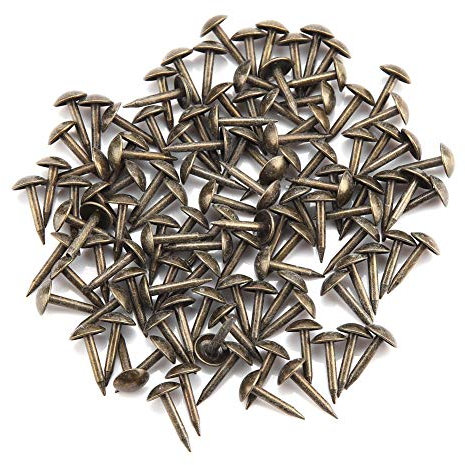 100 Uds Clavos de tapicería Antiguos, Tachuelas Decorativas para Muebles, Conjunto de pasadores de Empuje de Tachuela de Pulgar para Madera DIY(6 * 12MM)