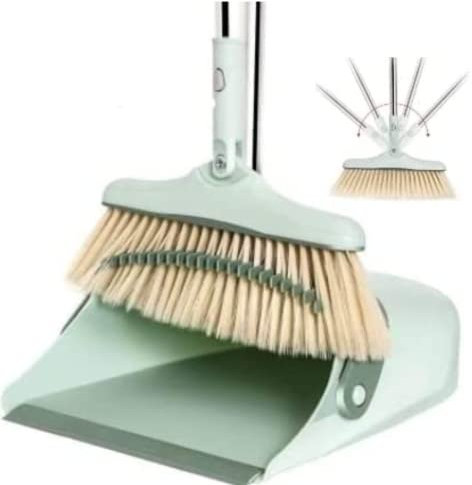 EVENT! SWISSPACK TWIST 54 Long Handled Dustpan and Brush, Broom and Dustpan Set, Household Dust pan Combo, Long Handle for Indoor Outdoor Household Cleaning and Sweeping Green