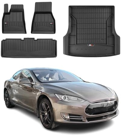 OMAC Fußmatten & Kofferraumwanne Set für Tesla Model S 2012-2025 Gummi TPE 4X