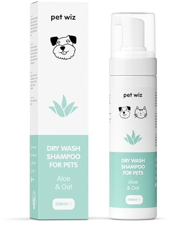Trockenwasch - Shampoo für Haustiere - Beruhigend & Desodorierend, Natürliche Inhaltsstoffe, Schnell Trocknend & Kein Ausspülen Erforderlich (Aloe Vera und Haferflocken)