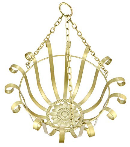 DOITOOL Blumenampel Außen Blumentopf zum Aufhängen Pflanztopf mit Kette Eisen Kunst Korb Golden Hängende Blumenampel Chlorophytum Grüner Dill Ampeltopf Terrasse Veranda Balkon