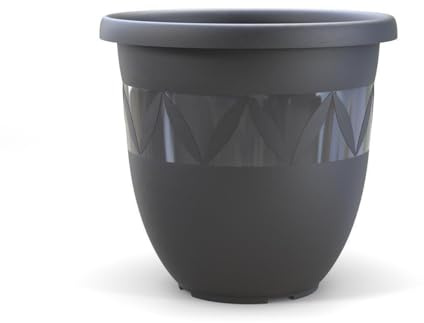 Plastard Blumentopf Ø 47 cm Durchmesser Anthrazit grosser Pflanzkübel für Innen und Außen Übertopf Untertopf Blumenkübel aus Kunststoff für Garten Balkon Terrasse Pflanzentopf