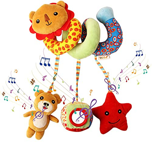 Pomurom d'activité Bébé Poussette, Jouets Suspendus pour Bébés pour Poussette, Siège Auto, bébé, Landau, Jouet Peluche avec Musique, Jouets d'éducation précoce für Mois Garcons Fille