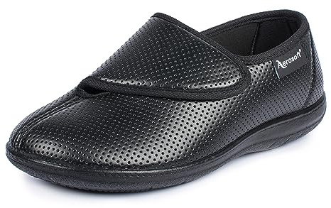 Aerosoft Zapatillas con Cierres Ajustables para Mujer, elásticas, 15 Anchos, Plantilla Intercambiable G-H, Antideslizantes, Negro, 37 EU