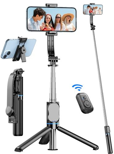 106cm Trípode para Movil, Palo Selfie Tripode con Control Remoto Desmontable Giratorio 360° Soporte de Trípode de Teléfono Compatible con iPhone 15 14 13 12 11 Pro XS MAX XR Android Gopro etc