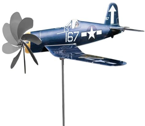 Windmühlen-Flugzeug – 1/2 Stück Windmühle Flugzeug Gartendekoration, Edelstahl Windfänger | Windspiel Skulptur Windmühle Flugzeug, wetterfeste windbetriebene Gartendekorationen für Hof