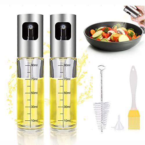 Sonhomay 100ml Oil Sprayer Vinegar Sprayer Versatile Glass Refillable Spray Bottle Kitchen Gadgets for Cooking Baking Salad BBQ