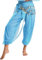 MSemis Damen Lang Bauchtanz Hose Glänzendes Haremshose und Geschnürtes Hüfttuch Tribal Arabisch Tanzhose Party Fest Kostüm Hellblau S