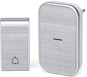 Campanello wireless CA in colore argento, autoalimentato, impermeabile per esterni, con 36 melodie e 3 livelli di volume regolabili.