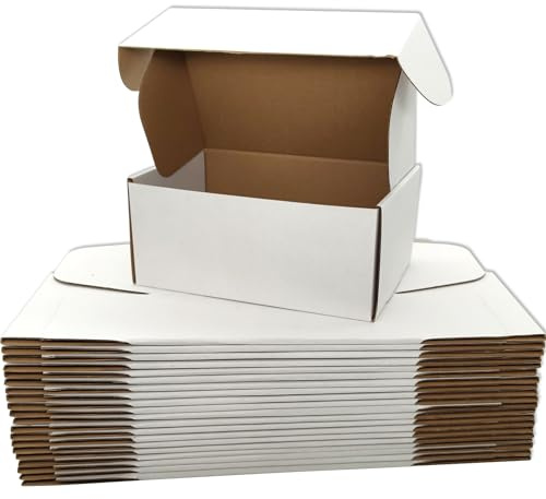 Cenoid små postlådor, 23 x 15 x 10 cm vita portopaket fraktkartonglådor för postfrakt leverans förpackningslådor för småföretag (förpackning med 25)
