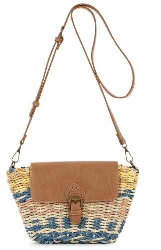 EVEOUT Bolso Bandolera Ratán para Mujer Niña Boho Bolsos Paja Tejido Pequeña Bonito Verano para Playa Vacaciones Diario