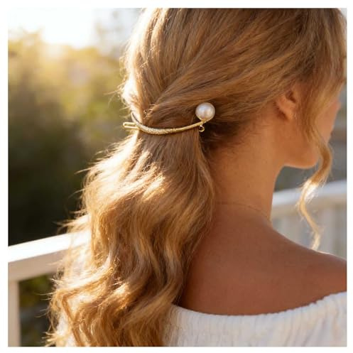 Inilbran Francés Gran Perla Pasador De Pelo Vintage Perla Clip De Oro Rana Hebilla Pinzas Para El Cabello Simple Espalda Cabeza Arco Agarrar Hairclips Accesorios Decorativos Para El Cabello Para