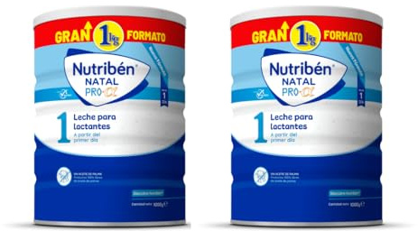 Nutribén Natal Pro Alfa 1 - Leche en Polvo Bebé 1 | Leche de Fórmula para Bebé desde el Primer Día | sin Aceite de Palma | con Cacito Dosificador Incluido | con DHA | 1 Bote de 1KG (Paquete de 2)