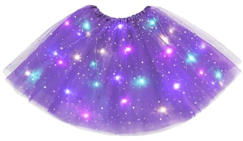 URAQT Jupe Tutu LED pour Femme, Jupe Tulle Femme Adulte Adolescent Parti Ballet Danse Fancy Dress Halloween Costume, Violet Foncé
